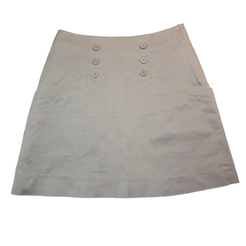 H&M Olive Green Mini A Line Skirt Women’s 6 Side Pockets EUC